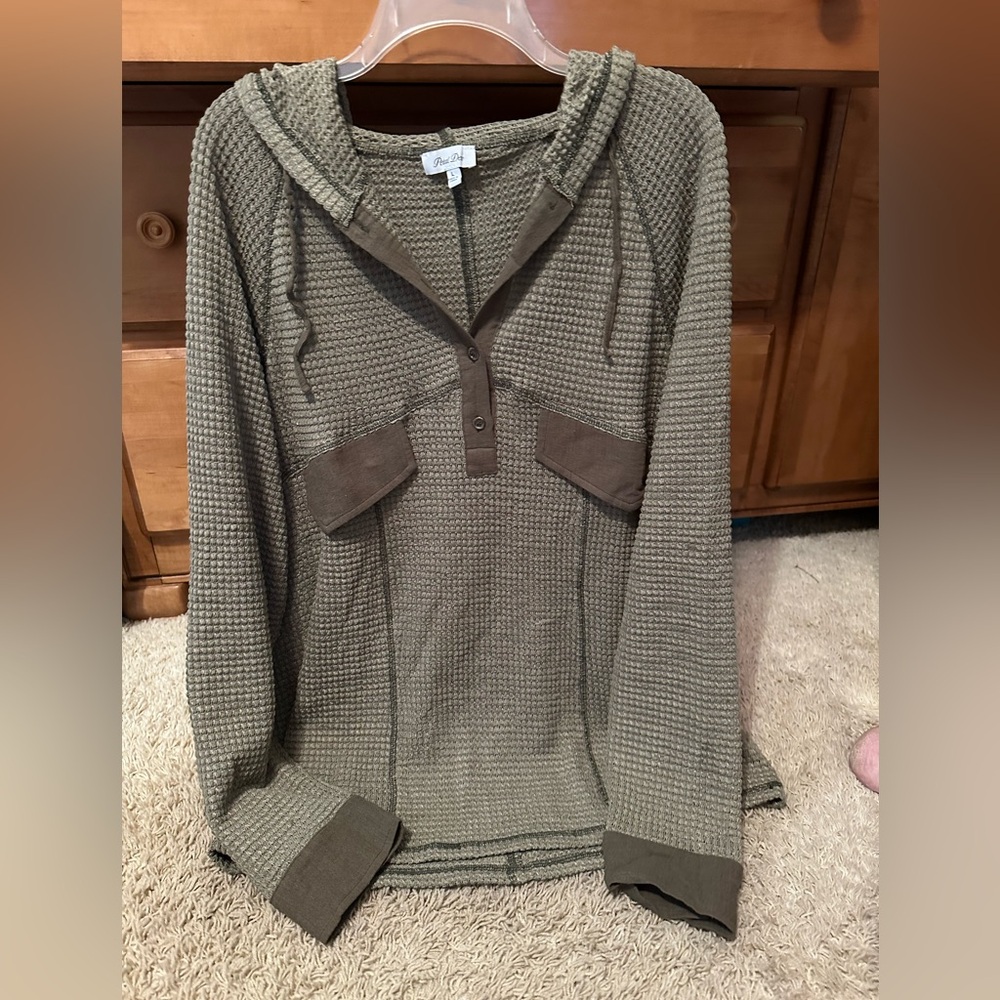 PETAL DEW waffle hooded top